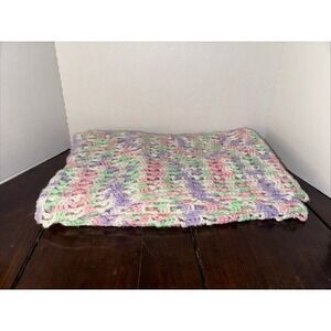 Handmade Crochet Soft Baby Blanket Throw Afghan Purple Pink Green White 40x50